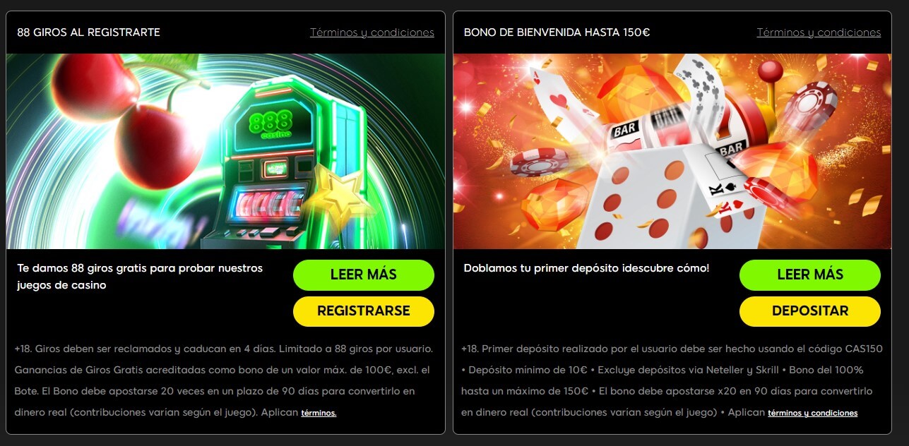 Promociones nuevos jugadores 888 Casino