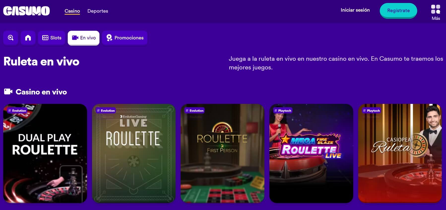 Ruleta en vivo Casumo