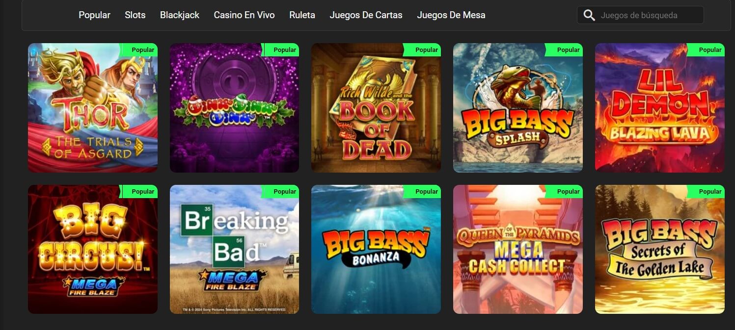 Variedad de Juegos Swift Casino