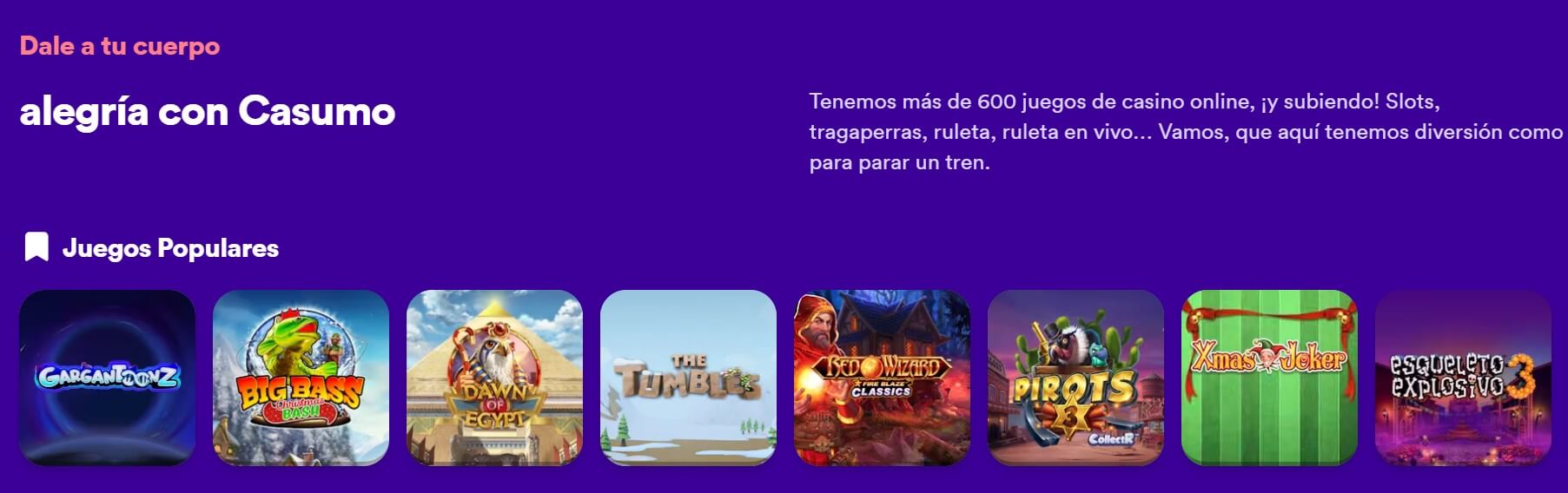 Variedad de juegos Casumo