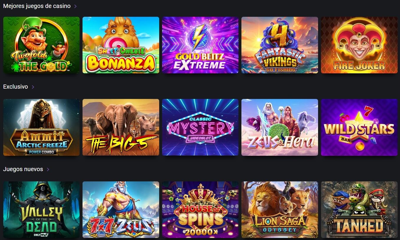 Variedad de juegos OneCasino